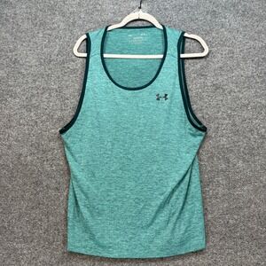 Under Armour Tank Top Mens Medium Blue Tech Tank Athletic Gym Workout Muscle Tee